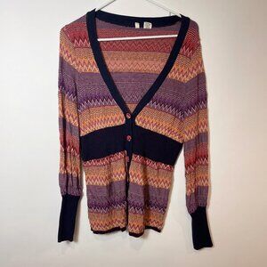 Moth‎ Anthropologie Chevron Cardigan Sweater Women’s M Multicolor Button Front